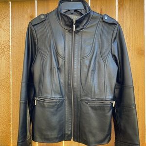 Kenneth Cole Reaction Black Leather Moto Jacket